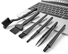 Load image into Gallery viewer, Small Portable Plastic Handle Nylon Anti Static Brushes Computer Keyboard Cleaning Brush Kit (Black, Set of 7)