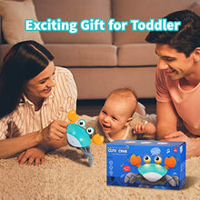 Load image into Gallery viewer, Sensing Crawling Crab, Tummy Time Baby Toys, Interactive Walking Dancing Toy with Music Sounds & Lights, Infant Fun Birthday Gift Toddler Boy Girl, USB Charging Cable Included (Green)