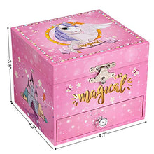 Load image into Gallery viewer, SONGMICS Ballerina Musical Jewelry Box, Unicorn for 3-5 Years Old Little Girls, 4.7"L x 4.3"W x 3.9"H, Pink