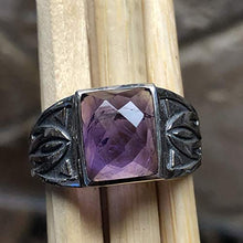 Load image into Gallery viewer, Genuine 2ct Purple Amethyst 925 Solid Sterling Silver Men's Ring Size 8, 9