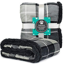 Load image into Gallery viewer, PetAmi Waterproof Dog Blanket for Couch, Sofa | Waterproof Grey Sherpa Pet Blanket for Large Dogs, Puppies | Super Soft Washable Microfiber Fleece | Reversible Checkered Design | 60 x 40 (Charcoal)