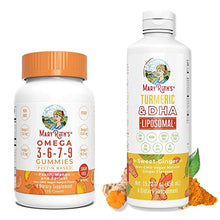 Load image into Gallery viewer, Omega Gummies & Turmeric DHA Liposomal Bundle by MaryRuth's | Omega 3-6-7-9 Gummies for Adults & Kids, 120ct | Turmeric & Omega-3 DHA Liposomal (Sweet Ginger), 16oz | Non-GMO, Vegan