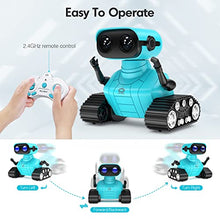 Load image into Gallery viewer, ALLCELE Robot Toys, Rechargeable RC Robots for Kids Boys, Remote Control Toy with Music and LED Eyes, Gift for Children Age 3 Years and Up - Blue