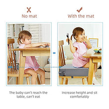 Load image into Gallery viewer, Toddler Booster Seat for Dining Table, PU Washable Double Safe Straps Non-Slip Bottom Booster Seat Dining Toddler, Portable Travel Increasing Cushion (Grey)
