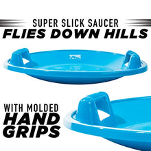 Load image into Gallery viewer, Franklin Sports Kids Saucer Sled - Arctic Trails Round Plastic Snow Sled for Children - Heavy Duty Sledding Saucer with Handles - 25"