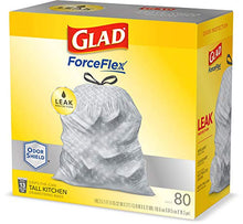 Load image into Gallery viewer, Glad ForceFlex Grey Tall Kitchen Drawstring Trash Bag, Unscented, 13 Gal, 80 Ct (Package May Vary), Trv236004 (79009)