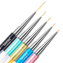 Load image into Gallery viewer, Beetles 5Pcs Nail Art Liner Brushes with 36 Pcs Gel Green Red Purple Brown Nail Art Kit with Glossy & Matte Base Top Coat