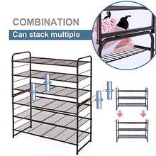 Load image into Gallery viewer, Simple Trending 3-Tier Stackable Shoe Rack, Expandable & Adjustable Shoe Shelf Storage Organizer, Wire Grid, Bronze