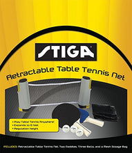 Load image into Gallery viewer, STIGA Retractable Take Anywhere Table Tennis Set Includes Net, Two Paddles, Three Balls, and Storage Bag