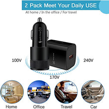 Load image into Gallery viewer, C Charger Fast Charging for Moto G Stylus/G Power/G Play 2021/E 2020/E20/One 5G Ace/G10/G30/G60S/G100/G Fast/G 5G Plus/G9 Power/G8 Play/G7 Plus, 38W QC 3.0 Rapid Car Adapter Wall Charger+2X C Cable