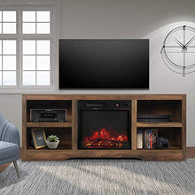 Load image into Gallery viewer, ENSTVER Media Storage TV Stand with Electric Fireplace for TVs up to 65",Living Room Television Console (Rustic Oak)