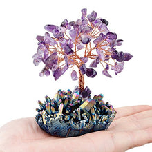 Load image into Gallery viewer, mookaitedecor Amethyst Crystal Tree, Quartz Cluster Rainbow Titanium Crystals Base Bonsai Money Tree for Wealth and Luck