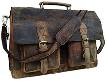 Load image into Gallery viewer, 18 Inch Vintage Computer Leather Laptop Messenger Bags for Men Leather Briefcase Shoulder Bag Man & Women Bag (rustic brown)