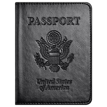 Load image into Gallery viewer, Passport and Vaccine Card Holder Combo, Passport Holder with Vaccine Card Slot, Passport Wallet, Passport Cover, Passport Case, Passport Holder for Women and Men (AA-Black)