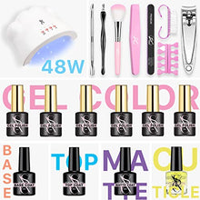 Load image into Gallery viewer, SXC Cosmetics G-44 Gel Nail Polish kit - 6 Grey Nude Pink collection with 48W Nail Lamp Glossy Matte Top Coat Base Coat for DIY Professional Starter kit