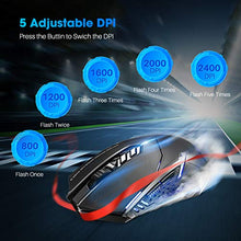Load image into Gallery viewer, VicTsing Wireless Gaming Mouse with Unique Silent Click, Breathing Backlit, 2 Programmable Side Buttons, 2400 DPI, Ergonomic Grips, 7-Button Design- Black