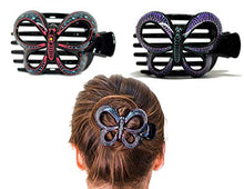 Load image into Gallery viewer, Butterfly Barrettes Hand Painted, Bun Cover Clips, 2 Pcs of a Uniquely Hair Bun Holder. Hand Painted