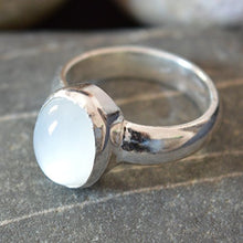 Load image into Gallery viewer, 55Carat Natural Moonstone Silver Ring for Men 6 Carat Oval Chakra Healing Size 4,5,6,7,8,9,10,11,12,13
