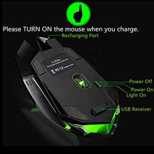 Load image into Gallery viewer, Wireless Gaming Mouse, VEGCOO C8 Silent Click Wireless Rechargeable Mouse with Colorful LED Lights and 2400/1600/1000 DPI 400mah Lithium Battery for Laptop and Computer (C9 Black)