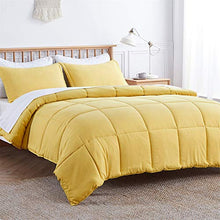 Load image into Gallery viewer, VEEYOO Comforter Set King Size - All Season Soft Quilted Down Alternative Duvet Insert with Corner Tabs - Plush Microfiber Fill - Warmth Hypoallergenic Bed Comforter Set 3 Pieces, Yellow