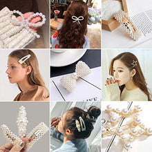 Load image into Gallery viewer, Pearl Hair Barrettes for Women Girls, Funtopia 18pcs Fashion Sweet Artificial Pearl Hair Clips Geometric Barrette Decorative Bobby Pins Bow Alligator Clips for Party Wedding Daily, Applies to Bun Updo