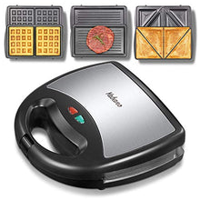 Load image into Gallery viewer, Yabano Sandwich Maker, Waffle Maker, Sandwich Grill, 3-in-1 Detachable Non-stick Coating, LED Indicator Lights, Cool Touch Handle, Anti-Skid Feet, Black