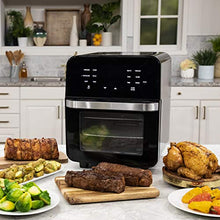 Load image into Gallery viewer, NUWAVE BRIO 14-Quart Large Capacity Air Fryer Oven with Digital Touch Screen Controls and Integrated Digital Temperature Probe; 3 Heavy-Duty NEVER-RUST Stainless Steel Mesh Racks Great for Multi-Level Family Meals; Drip Tray; Rotisserie Kit includes Skewe