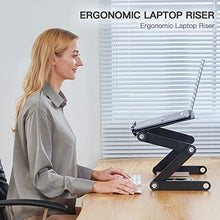 Load image into Gallery viewer, HUANUO Adjustable Laptop Stand, Laptop Desk for up to 15.6" Laptops, Portable Laptop Table Stand with 2 Strengthened CPU Fans, Detachable Mouse Pad, Ergonomic Lap Desk, TV Bed Tray, Standing Desk