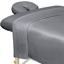 Load image into Gallery viewer, ForPro Premium Microfiber 3-Piece Massage Sheet Set, Cool Grey, Ultra-Light, Stain and Wrinkle-Resistant, Includes Massage Flat Sheet, Massage Fitted Sheet, and Massage Face Rest Cover