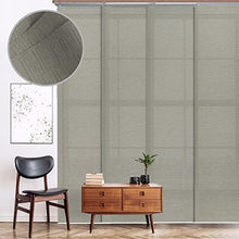 Load image into Gallery viewer, GoDear Design Deluxe Adjustable Sliding Panel Track Blind 45.8"- 86" W x 96" H, Extendable 4-Rail Track for Large Window, Semi Sheer Trimmable Natural Woven Fabric, Semi Privacy, Reed