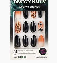 Load image into Gallery viewer, Kiss Medium Length Almond Shape Black & Orange Nails 82650 Goodie Bags (Spiders & Spider Webs) Halloween Limited Edition