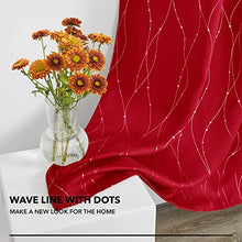 Load image into Gallery viewer, Deconovo Blackout Back Tab and Rod Pocket Curtains Drapes for Sliding Glass Door, 95 Inches Long, Pack of 2 - Light Blocking Curtains with Wave Line Dots Pattern (52 x 95 Inch, Red, 2 Panels)