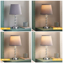 Load image into Gallery viewer, 3 Way Dimmable Touch Control Crystal Table Lamp with 2 USB Charging Ports, Acaxin Bedside Light with Mordern Gray Fabric Shade, Bed Lamp for Bedroom, Living Room, Guest Room Set of 2 (Bulb Included)