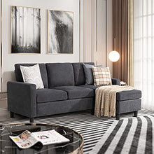 Load image into Gallery viewer, JY QAQA Convertible Sectional Sofa Couch with 3-Seat Sofa, L-Shaped Ottoman Couch with Modern Linen Fabric for Small Living Room, Apartment and Small Space (Dark Grey)