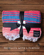 Load image into Gallery viewer, Mexican Blanket, Falsa Blanket | Authentic Hand Woven Blanket, Serape, Yoga Blanket | Perfect Beach Blanket, Navajo Blanket, Camping Blanket, Picnic Blanket, Saddle Blanket, Car Blanket (Coral)