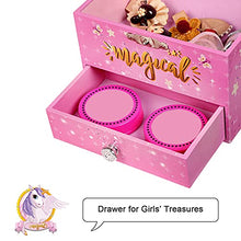 Load image into Gallery viewer, SONGMICS Ballerina Musical Jewelry Box, Unicorn for 3-5 Years Old Little Girls, 4.7"L x 4.3"W x 3.9"H, Pink