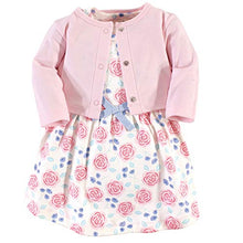 Load image into Gallery viewer, Touched by Nature Baby Girls Organic Cotton Dress and Cardigan, Pink Rose, 5-Toddler