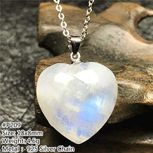 Load image into Gallery viewer, Top Natural Rainbow Moonstone Crystal Pendant Necklace, Heart Moonstone Jewelry For Woman Man 18x8mm Beads Sterling Silver Chains Oval Stone AAAAA