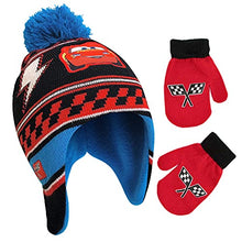 Load image into Gallery viewer, Disney boys Toddler Hat and Mitten Set, Disney Cars Lightning Mcqueen Toddler Beanie Mittens Winter Accessory Set, Blue Design, Mittens - Age 2-4 US