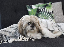 Load image into Gallery viewer, LUXURY Throw Blanket Decorative LightWeight With Fringe 100% COTTON |40”x71”| For Chair Couch, Boho Farmhouse Rustic Decor Turkish Towel + Evil Eye Beach Bath Spa Gym Yoga Picnic| (Black White)