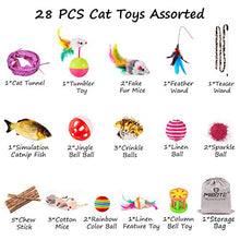 Load image into Gallery viewer, MIBOTE 28 Pcs Cat Toys Kitten Toys Assorted, Cat Tunnel Catnip Fish Feather Teaser Wand Fish Fluffy Mouse Mice Balls and Bells Toys for Cat Puppy Kitty with Storage Bag