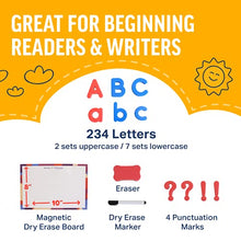 Load image into Gallery viewer, Inspired Thinkers Magnetic Letters - 240-Piece Alphabet Magnets for Kids w/ Foam Uppercase & Lowercase Letters, Double-Sided Dry Erase White Board - Classroom Supplies