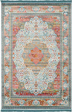 Load image into Gallery viewer, Unique Loom Baracoa Collection Bright Tones Vintage Traditional Light Blue Area Rug (5' 5 x 8' 0)