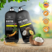 Load image into Gallery viewer, Botanic Hearth Biotin Shampoo and Conditioner with Collagen - Fights Hair Loss & Thinning with Korean Ginseng & Turmeric, Conditioner Promotes Hair Growth with Avocado and Coconut - 16 fl oz x 2