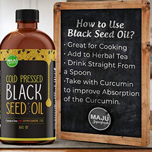 Load image into Gallery viewer, MAJU's Black Seed Oil 16oz: 3x% Thymoquinone, Cold Pressed, no Pesticides, 100% Turkish Black Cumin Nigella Sativa Seed Oil (Better Than Organic), non-GMO, 100% Liquid Pure Blackseed Oil, Glass Bottle