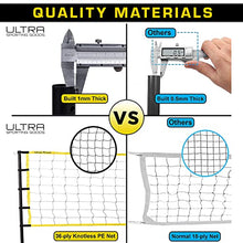 Load image into Gallery viewer, Ultra Sporting Goods Volleyball Net - Includes 32x3 Feet Regulation Size Net, 8.5-Inch PU Volleyball, Carrying Bag, Boundary Lines, Steel Poles & Pump - Height Adjustable for Men, Women & Co-Ed Games