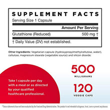 Load image into Gallery viewer, Jarrow Formulas Glutathione Reduced 500 mg - 120 Veggie Caps - Pharmaceutical Grade Glutathione - Intracellular Antioxidant - Bolsters Regeneration of Vitamin C & E Levels in Body - 120 Servings