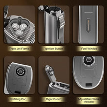 Load image into Gallery viewer, UVeeSA Triple Jet Flame Torch Lighter, for Men, Refillable Butane Lighter, Windproof Gas Lighter, Adjustable Candle Lighter with Gift Box for Boyfriend, Dad - Without Gas