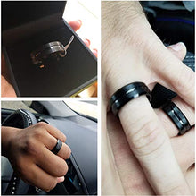 Load image into Gallery viewer, King Will Classic Men Black Tungsten Carbide 8mm Polished Matte Brushed Finish Center Wedding Band Ring 10