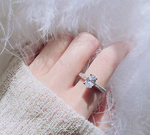 Load image into Gallery viewer, Duan Oval Cut White Topaz Natural Gemstone Ring in Sterling Silver Women Cubic Zirconia 3ct CZ Engagement Wedding Band Ring Size 6-10 (Size 7)